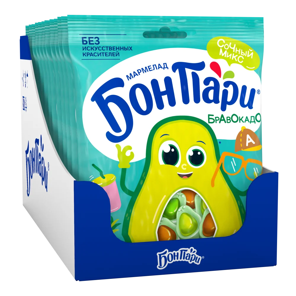 БОН ПАРИ. БРАВОКАДО. Мармелад жевательный фигурный со вкусом фруктов 100г
