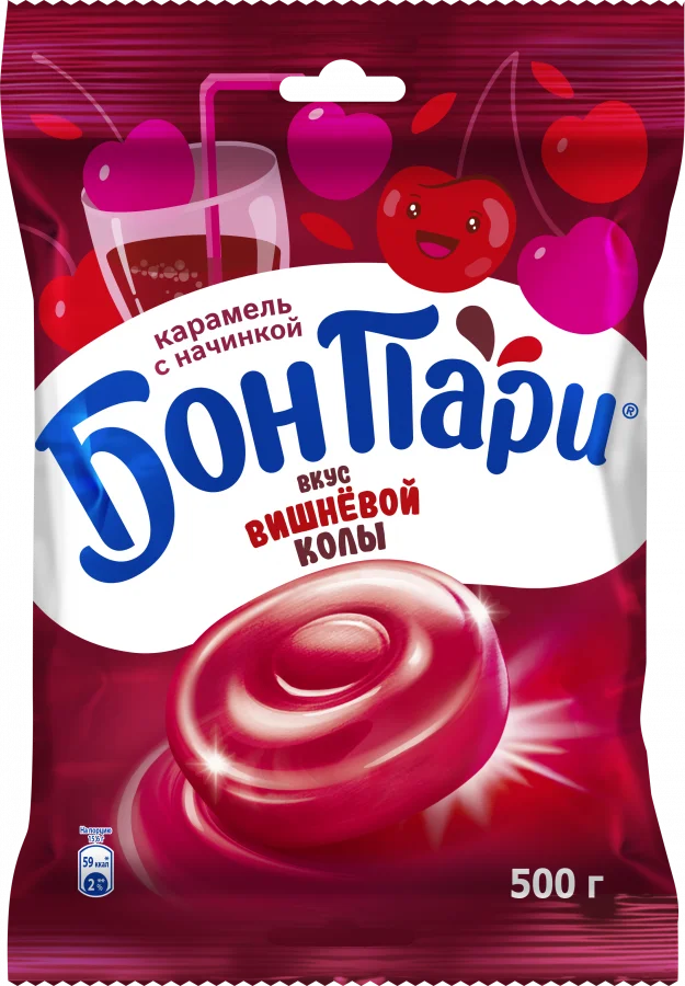 Бон Пари® Вкус вишневой колы. Карамель с начинкой и вкусом вишневой колы.