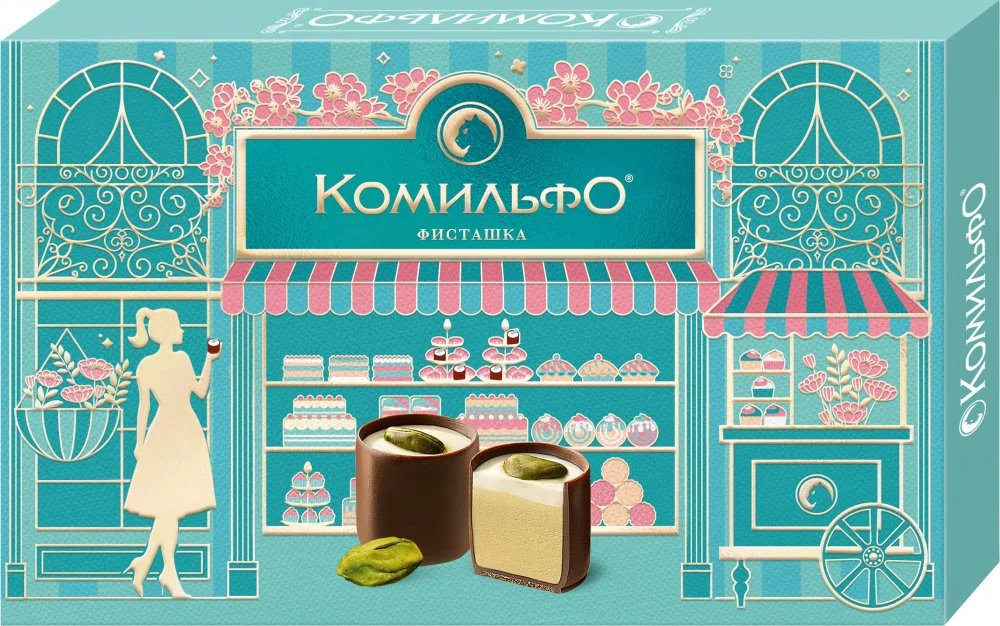 Комильфо®. Фисташка. Конфеты шоколадные с двухслойной начинкой. 116г