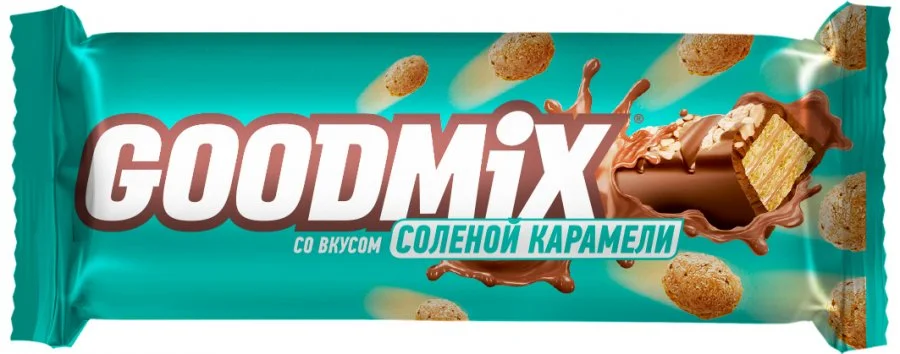 Goodmix. Salted caramel taste. МИНИ. Шоколад молочный со вкусом соленой карамели, с хрустящей вафлей.