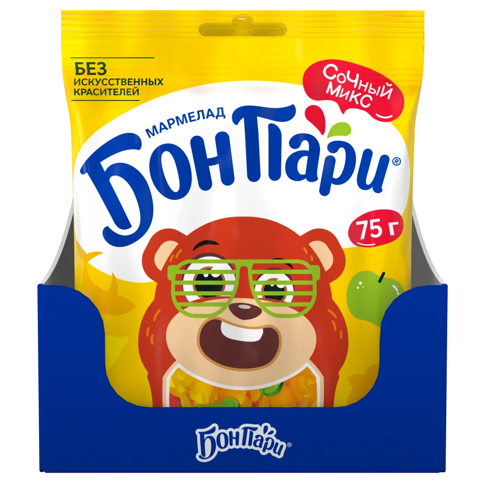 БОН ПАРИ® ЗАБАВНЫЙ МЕДВЕЖОНОК ®. Мармелад жевательный фигурный со вкусом фруктов. 75г