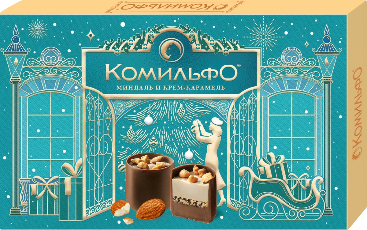 Комильфо®. Миндаль и крем-карамель. Конфеты шоколадные с двухслойной начинкой. 116 г