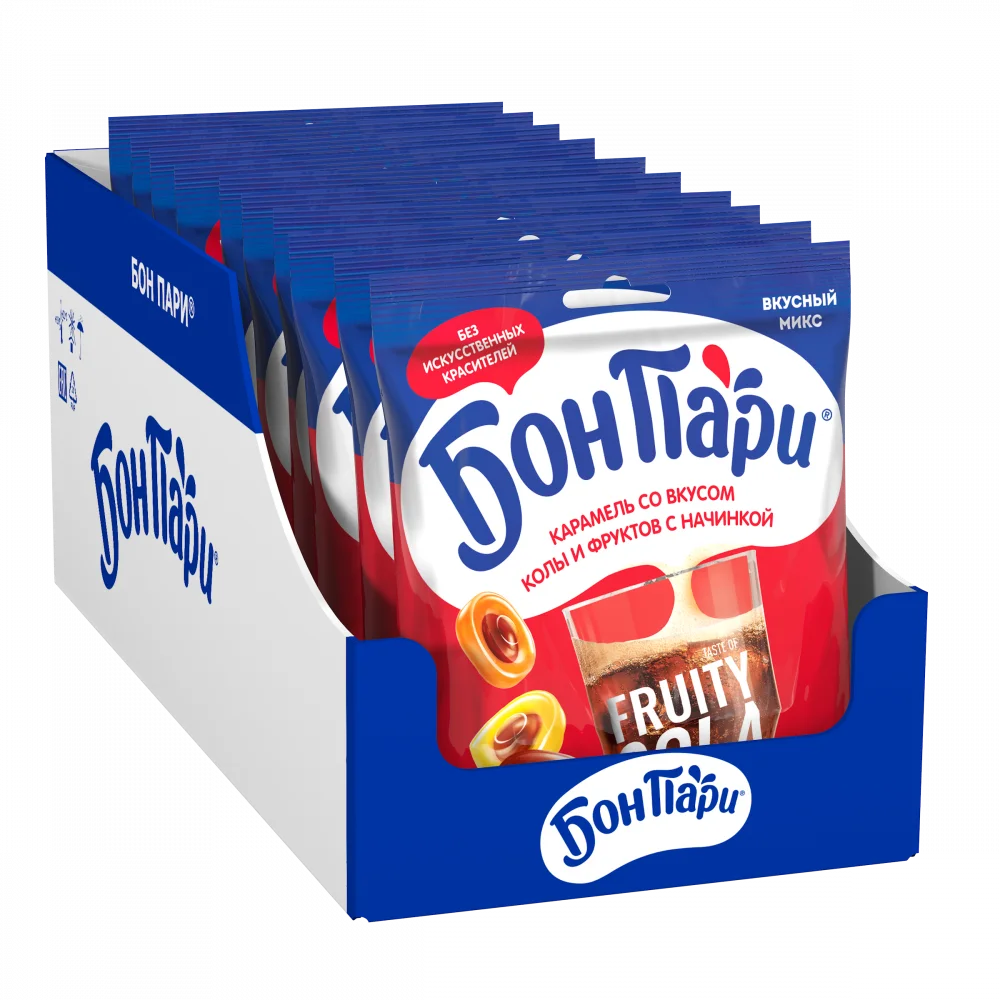БОН ПАРИ®. Taste of Fruity Cola. Карамель со вкусом колы и фруктов с начинкой 200 г
