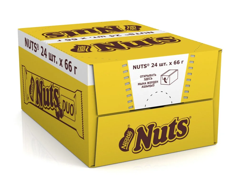 Nuts®. DUO. Конфета с фундуком. Шоколадный батончик с фундуком 66г