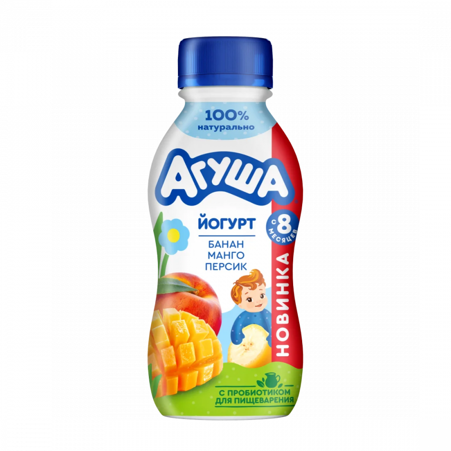 Йогурт питьевой Банан-манго-персик. 180 г 