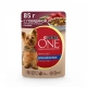 Влажный корм Purina ONE® Мини Взрослая для собак мелких пород старше 1 года, с говядиной, картофелем и горохом в подливе, Пауч, 85 г