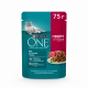 Влажный корм Purina ONE для взрослых кошек, с говядиной и морковью, пауч, 75г