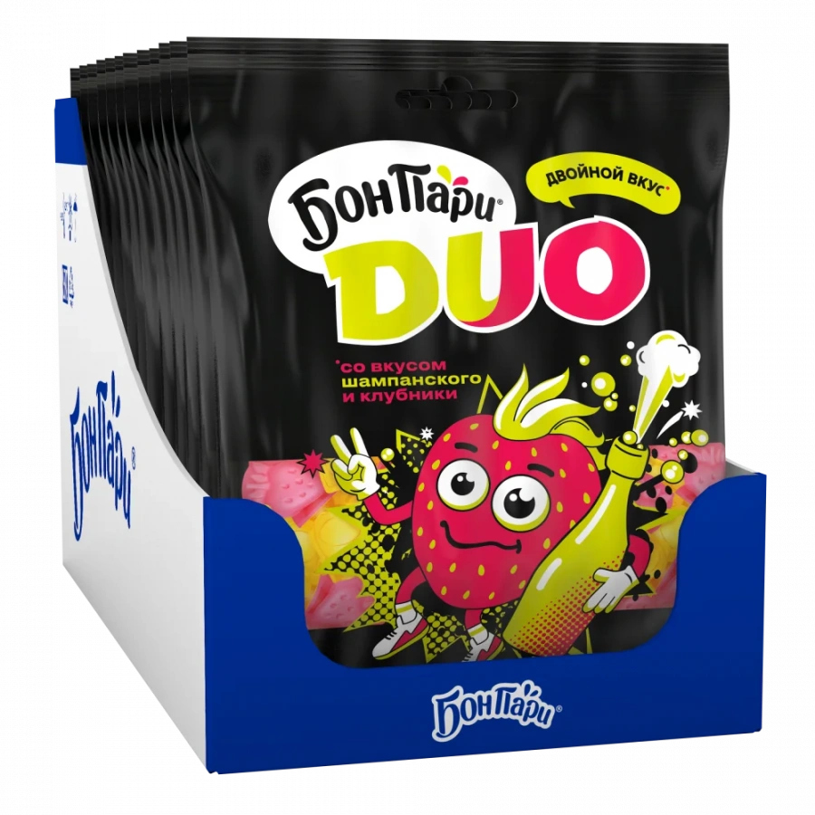 Бон Пари® ДУО. Мармелад жевательный со вкусом шампанского и клубники.