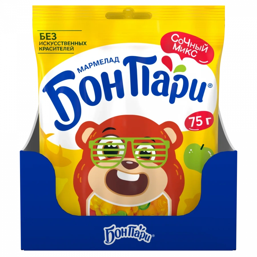 БОН ПАРИ® ЗАБАВНЫЙ МЕДВЕЖОНОК ®. Мармелад жевательный фигурный со вкусом фруктов. 75г