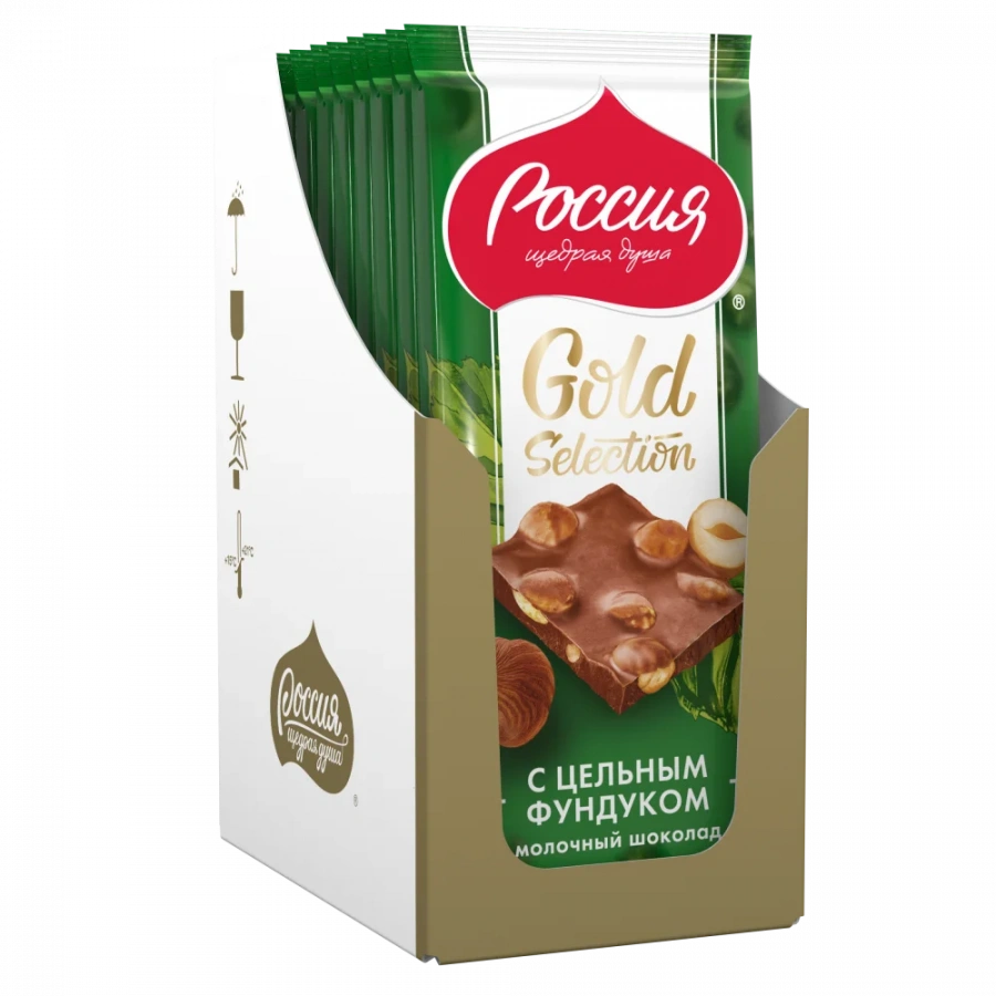 «Россия» - щедрая душа!® Gold Selection. Молочный шоколад с фундуком. 85г