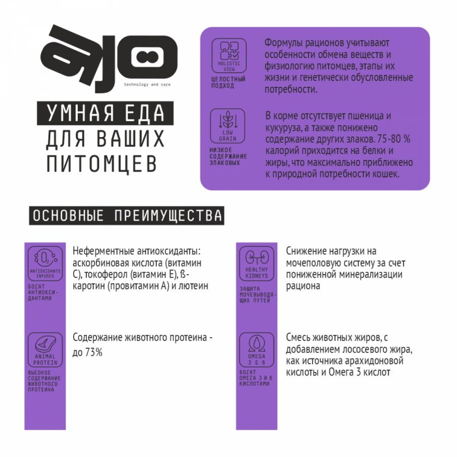 Сухой корм для взрослых кошек с чувствительным пищеварением AJO SPECIAL LINE SENSE с олениной, 400 г