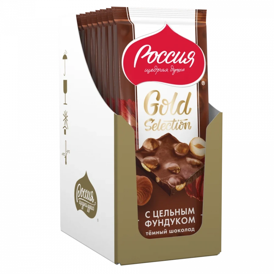 «Россия» - щедрая душа!® Gold Selection. Темный шоколад с фундуком.85г