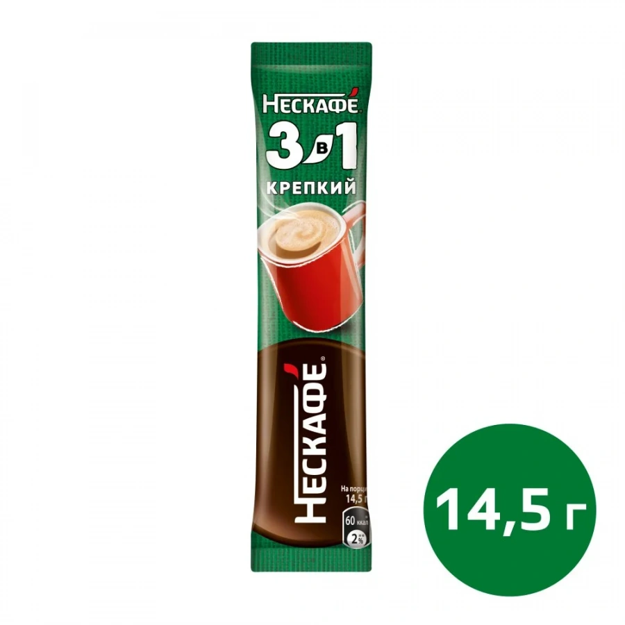 14.5г. Стик. NESCAFÉ® 3в1 Крепкий, напиток кофейный, растворимый, порционный